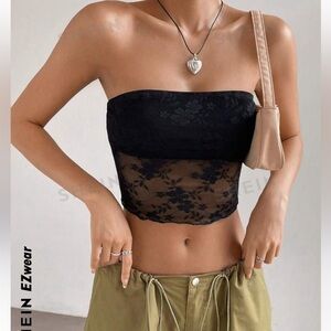Black Lacey Tube Top M